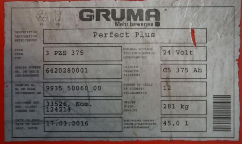 GRUMA 24 Volt 3 PzS 375 Ah - Battery: picture 5 GRUMA 24 Volt 3 PzS 375 Ah - Battery: picture 5