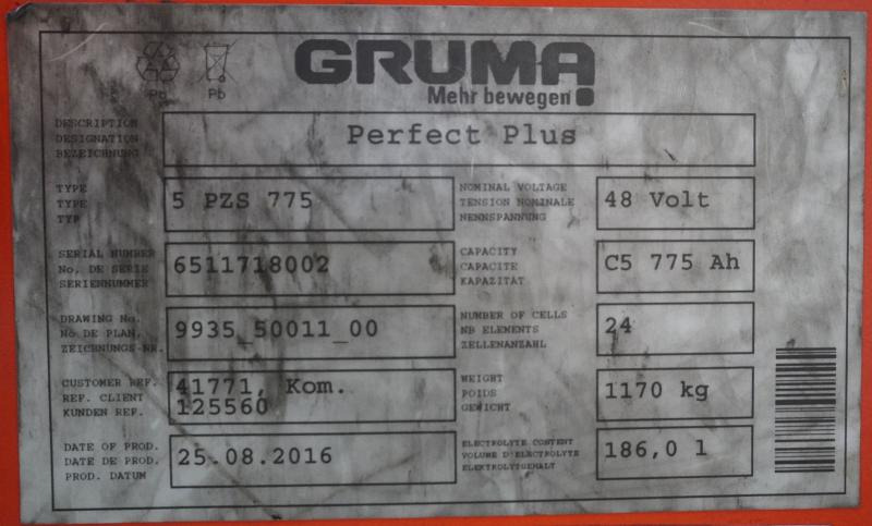 GRUMA 48 Volt 5 PzS 775 Ah - Battery: picture 5 GRUMA 48 Volt 5 PzS 775 Ah - Battery: picture 5