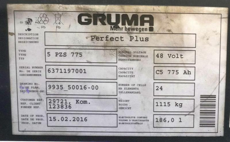 GRUMA 48 Volt 5 PzS 775 Ah - Battery: picture 4 GRUMA 48 Volt 5 PzS 775 Ah - Battery: picture 4