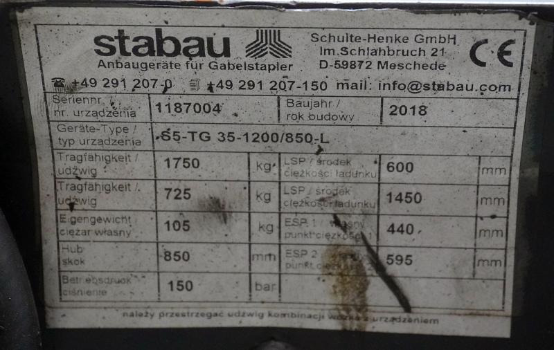 Stabau S5-TG 35-1200/850-L - Forks for Material handling equipment: picture 5 Stabau S5-TG 35-1200/850-L - Forks for Material handling equipment: picture 5