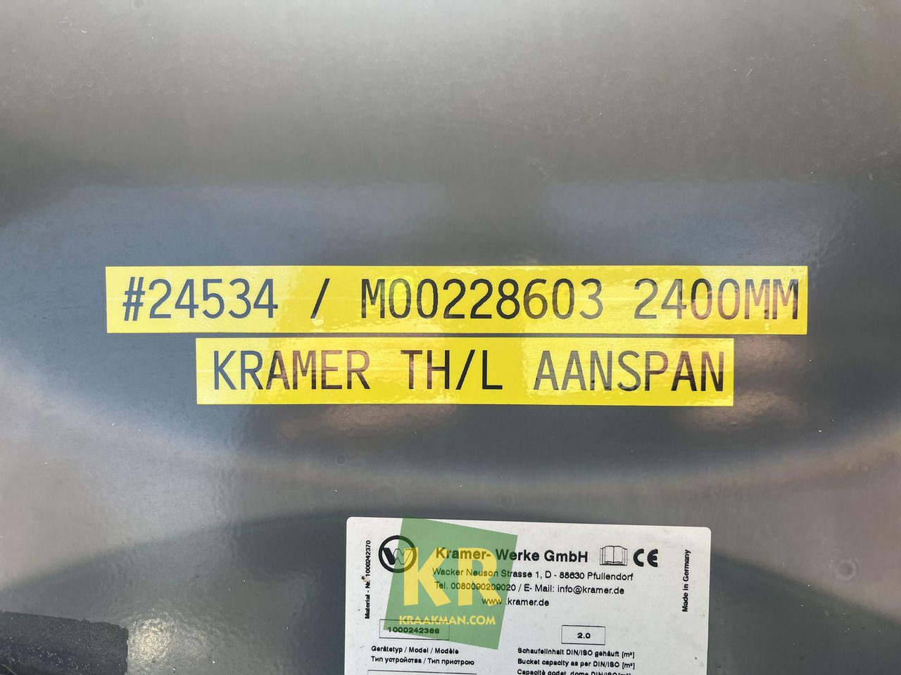 2400 HVF GRONDBAK Kramer - Loader bucket for Construction machinery: picture 5 2400 HVF GRONDBAK Kramer - Loader bucket for Construction machinery: picture 5