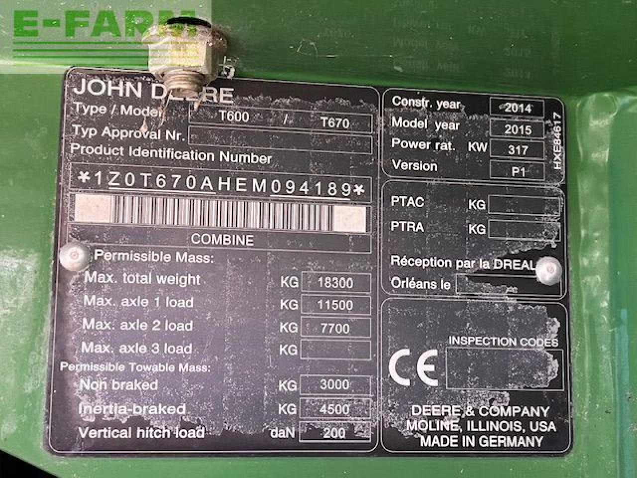 Combine harvester John Deere T670: picture 15