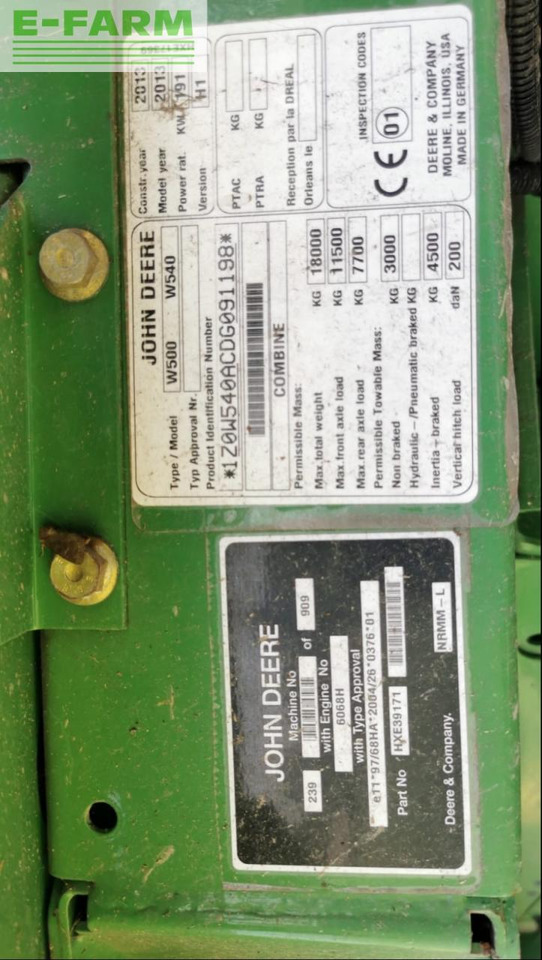 Combine harvester John Deere W540: picture 12