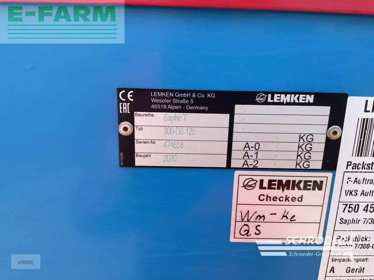 Combine seed drill Lemken zirkon 8/300 + saphir 7/300-ds 125: picture 14