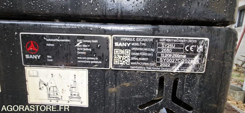 MINI PELLE SUR CHENILLES SANY SY26U 550 HEURES 2022 - Mini excavator: picture 2 MINI PELLE SUR CHENILLES SANY SY26U 550 HEURES 2022 - Mini excavator: picture 2