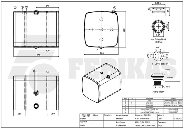 New Fuel tank for Truck NEW 560L fuel tank: picture 8