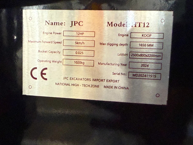 Mini excavator JPC HT12 + TRAILER - NEW AND UNUSED BOTH!: picture 8