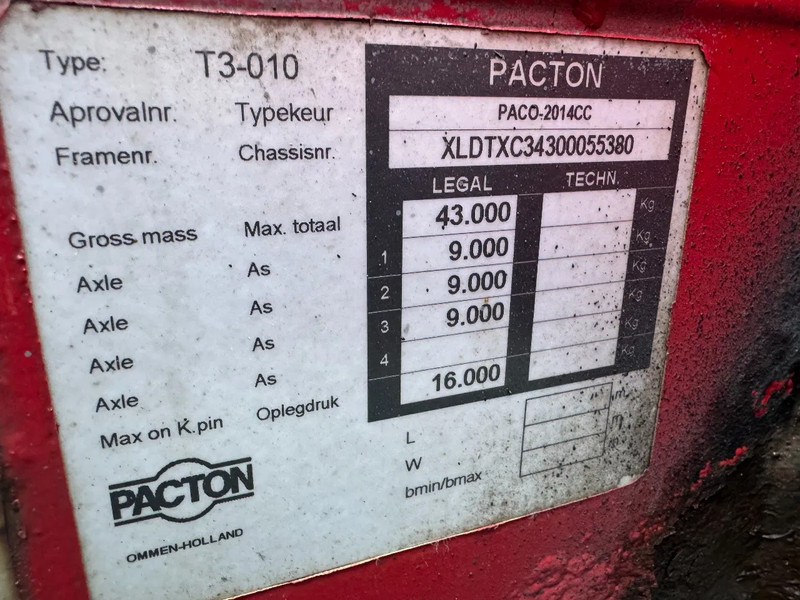 Container transporter/ Swap body semi-trailer Pacton T3 010 MULTICHASSIS DISC BRAKES SAF AXLES 2X LIFT AXLE: picture 10 Container transporter/ Swap body semi-trailer Pacton T3 010 MULTICHASSIS DISC BRAKES SAF AXLES 2X LIFT AXLE: picture 10