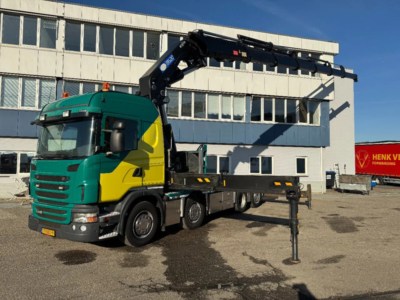Scania G440 8X2 EURO 6 HMF 8520 + REMOTE CONTROL TWISTLOCKS - Dropside/ Flatbed truck, Crane truck: picture 2 Scania G440 8X2 EURO 6 HMF 8520 + REMOTE CONTROL TWISTLOCKS - Dropside/ Flatbed truck, Crane truck: picture 2
