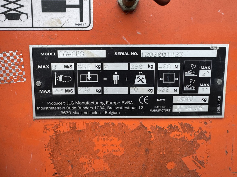 Scissor lift JLG 2646ES schaarlift schaarhoogwerker 20044 uur 10mtr werkhoogte Elektrisch: picture 11