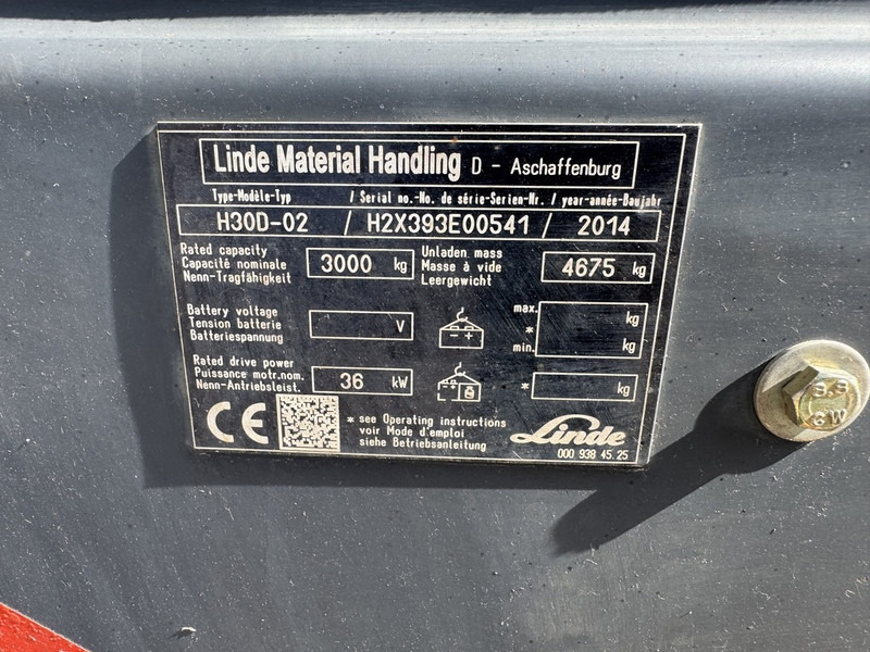 Diesel forklift Linde H30D-02 Triplo 465 Freelift / Sideshift / VW Diesel 2014: picture 15