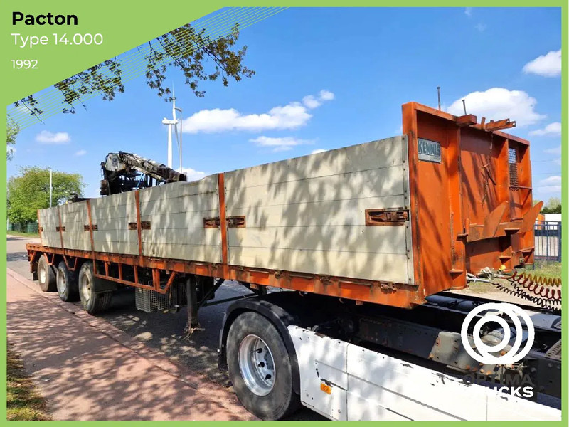 Pacton 3 AS / ROLKRAAN KENNIS TYPE 14.000 / FREINS TAMBOURS / DRUM BRAKES - Dropside/ Flatbed semi-trailer: picture 1 Pacton 3 AS / ROLKRAAN KENNIS TYPE 14.000 / FREINS TAMBOURS / DRUM BRAKES - Dropside/ Flatbed semi-trailer: picture 1