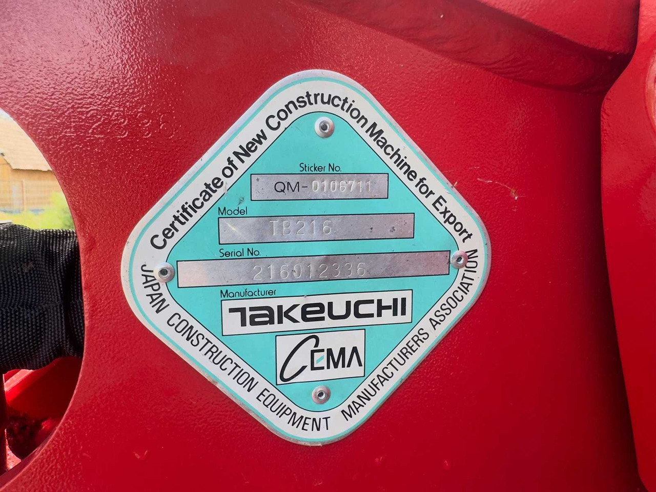 Takeuchi TB 216 - Mini excavator: picture 5 Takeuchi TB 216 - Mini excavator: picture 5