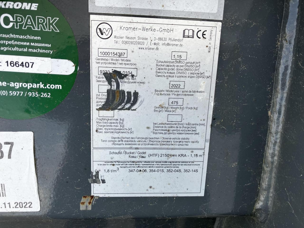 Bucket Kramer 2150 mm: picture 6