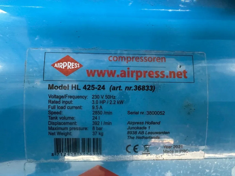 Airpress HL 425-24 Elektrische Zuigercompressor 3 PK 392 L / min 8 Bar Overstock New ! - Air compressor: picture 3 Airpress HL 425-24 Elektrische Zuigercompressor 3 PK 392 L / min 8 Bar Overstock New ! - Air compressor: picture 3
