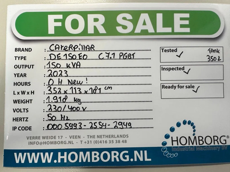 Caterpillar DE150E0 C7.1 PGBT 150 kVA Silent Generatorset CAT New ! - Generator set: picture 2 Caterpillar DE150E0 C7.1 PGBT 150 kVA Silent Generatorset CAT New ! - Generator set: picture 2