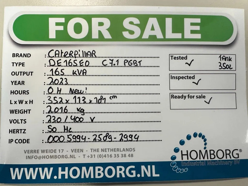 Caterpillar DE165E0 C7.1 PGBT 165 kVA Silent Generatorset CAT New ! - Generator set: picture 2 Caterpillar DE165E0 C7.1 PGBT 165 kVA Silent Generatorset CAT New ! - Generator set: picture 2