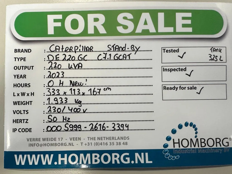 Caterpillar DE220GC C7.1 GCAT 220 kVA Stand-By Silent Generatorset CAT New ! - Generator set: picture 2 Caterpillar DE220GC C7.1 GCAT 220 kVA Stand-By Silent Generatorset CAT New ! - Generator set: picture 2