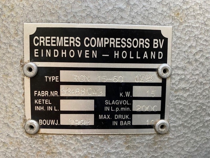 Creemers RCN 15-60 15 kW 2000 L / min 10 Bar Elektrische Schroefcompressor - Air compressor: picture 4 Creemers RCN 15-60 15 kW 2000 L / min 10 Bar Elektrische Schroefcompressor - Air compressor: picture 4