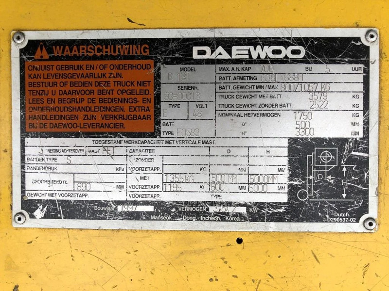 Daewoo B18T 1.8 ton Elektra Sideshift Heftruck - Electric forklift: picture 4 Daewoo B18T 1.8 ton Elektra Sideshift Heftruck - Electric forklift: picture 4