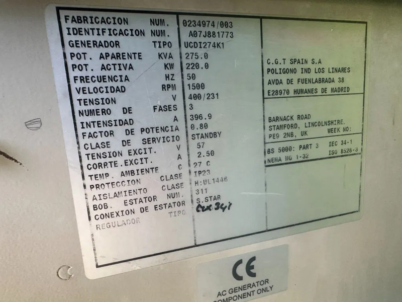 Generator set GESAN DVR 250 Volvo Stamford 275 kVA Silent Rental generatorset: picture 10