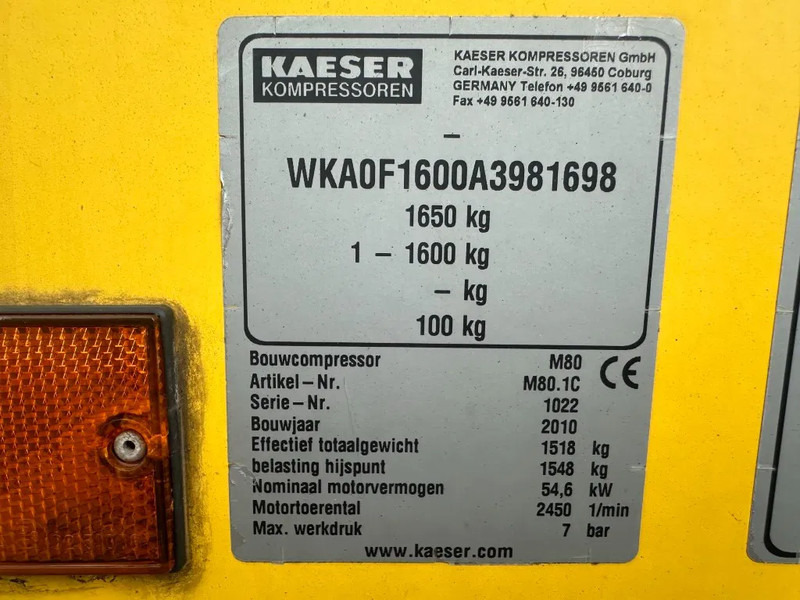 Kaeser M80 Kubota 8.1 m3 / min 7 Bar 55 kW Mobiele Silent Diesel Compressor - Air compressor: picture 4 Kaeser M80 Kubota 8.1 m3 / min 7 Bar 55 kW Mobiele Silent Diesel Compressor - Air compressor: picture 4