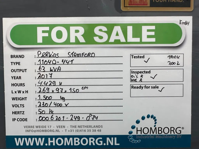 Generator set Perkins 1104D-44T Stamford 63 kVA Silent generatorset: picture 16