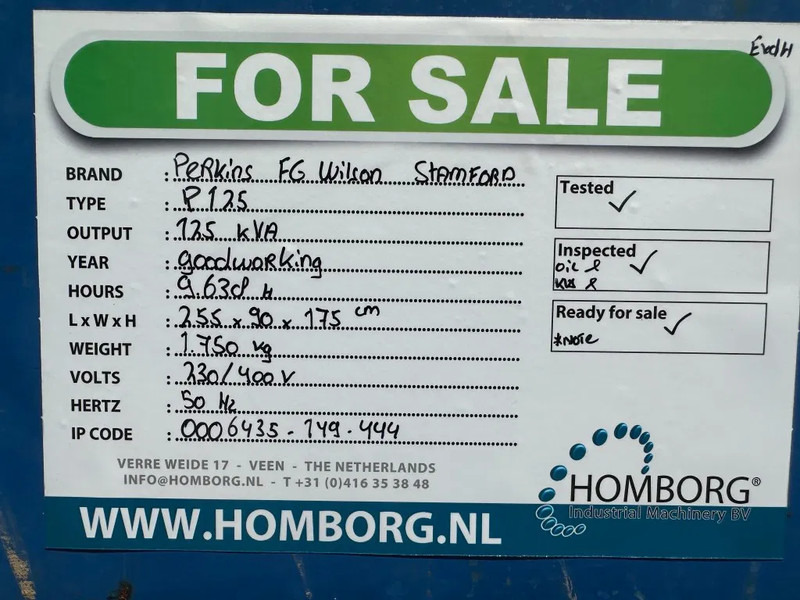 Generator set Perkins FG Wilson Stamford 125 kVA generatorset: picture 14
