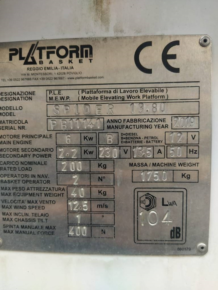 Platform Basket 13.80 - Spider lift: picture 4 Platform Basket 13.80 - Spider lift: picture 4