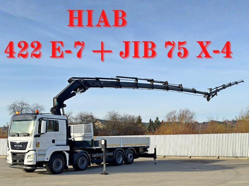 MAN TGS 35.440* HIAB 422 E-7 + JIB 75 X-4 + FUNK - Dropside/ Flatbed truck, Crane truck: picture 1 MAN TGS 35.440* HIAB 422 E-7 + JIB 75 X-4 + FUNK - Dropside/ Flatbed truck, Crane truck: picture 1