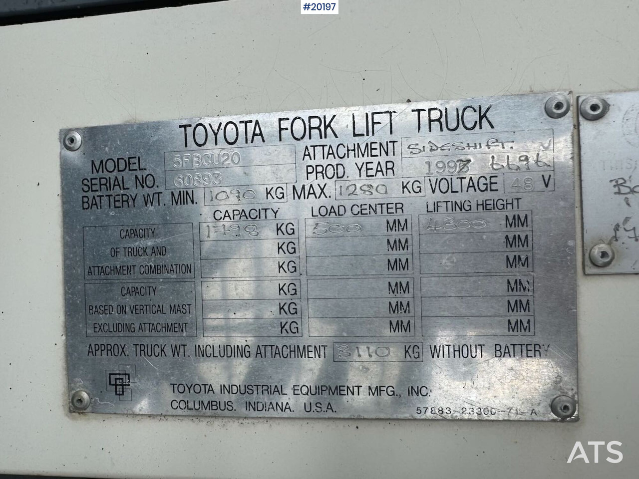Lease a Toyota 5FBCU20 Toyota 5FBCU20: picture 22