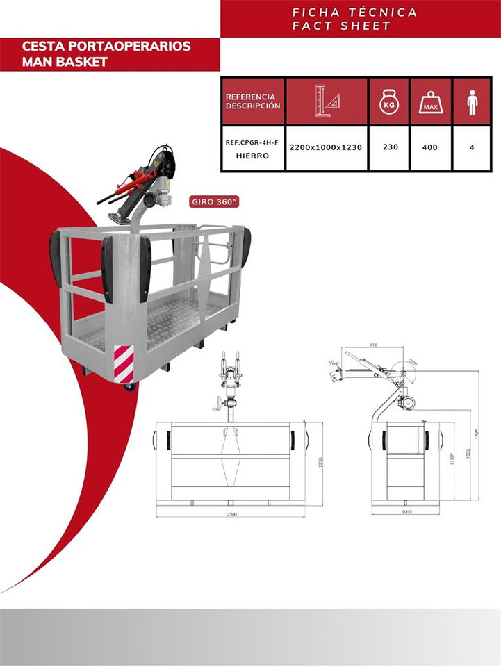 Rotating Iron Man Basket CPGR-4H-F - Attachment for Loader crane: picture 2 Rotating Iron Man Basket CPGR-4H-F - Attachment for Loader crane: picture 2