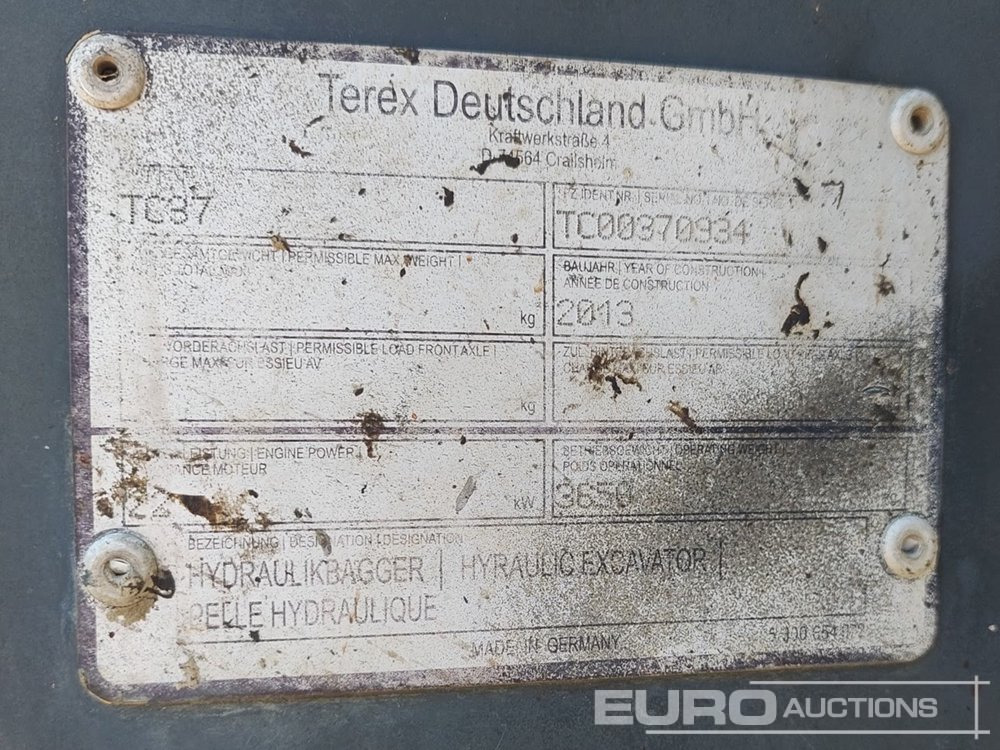 2013 Terex TC37 - Mini excavator: picture 5 2013 Terex TC37 - Mini excavator: picture 5