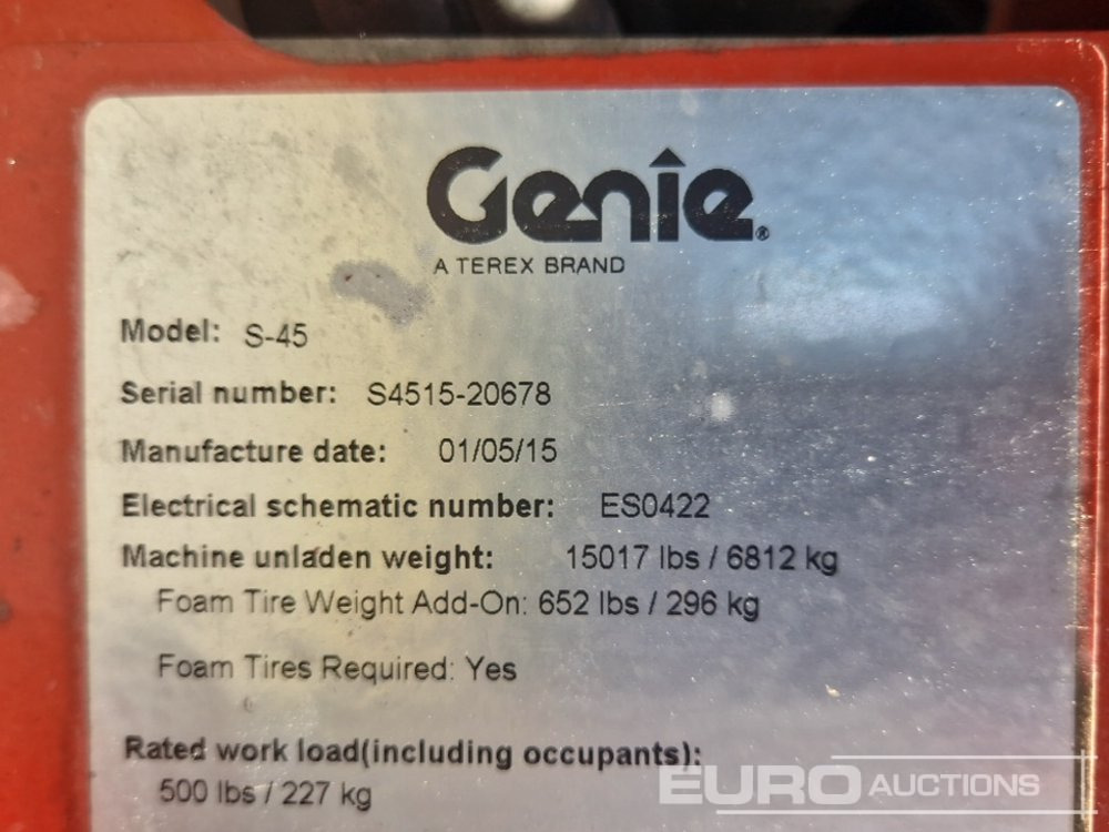 Aerial platform 2015 Genie S-45: picture 34