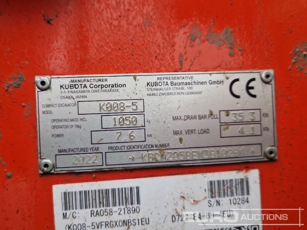 Mini excavator 2022 Kubota K008-5: picture 29 Mini excavator 2022 Kubota K008-5: picture 29