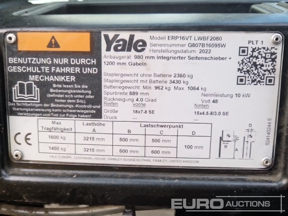 Forklift 2022 Yale ERP16VT LWB: picture 20 Forklift 2022 Yale ERP16VT LWB: picture 20