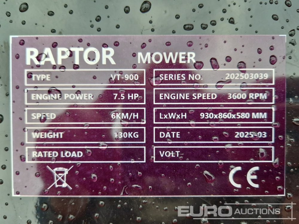 Garden mower Unused Raptor VT900: picture 13