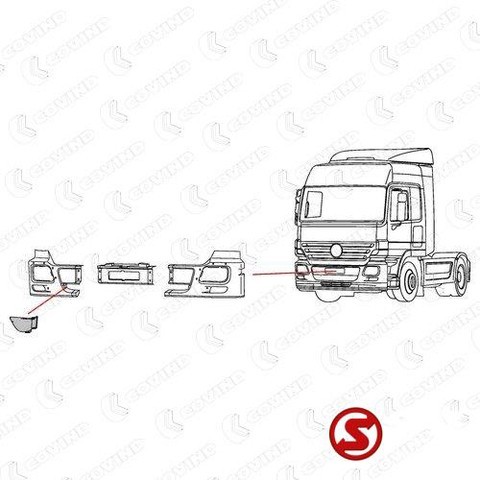 Mercedes-Benz Bumper plastic actros mp2 rechts - Bumper corner for Truck: picture 2 Mercedes-Benz Bumper plastic actros mp2 rechts - Bumper corner for Truck: picture 2