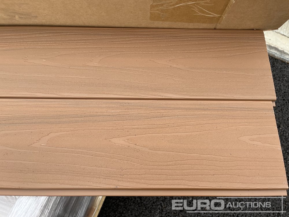 1.8m Wide Teak Composite Fence Panels (25 of), 2.45m Black Aluminium Posts (26 of) Complete With Assembly Kit - Workshop equipment: picture 4 1.8m Wide Teak Composite Fence Panels (25 of), 2.45m Black Aluminium Posts (26 of) Complete With Assembly Kit - Workshop equipment: picture 4