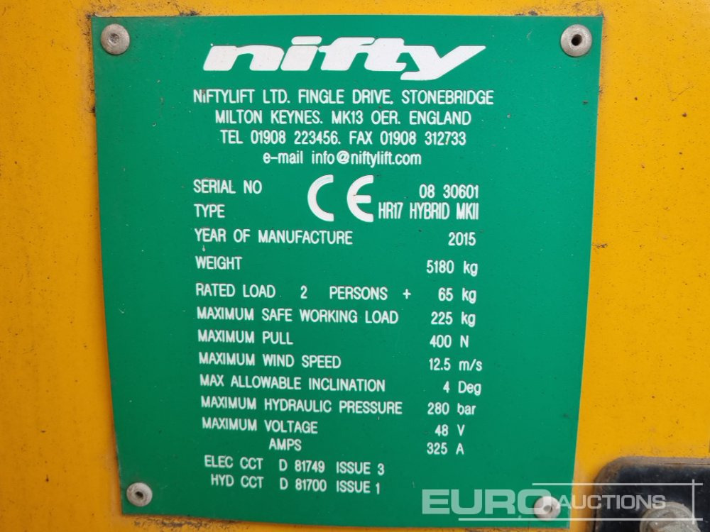 Aerial platform 2015 Niftylift HR17: picture 43