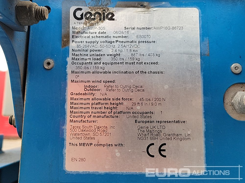 Aerial platform 2016 Genie AWP-30S: picture 23