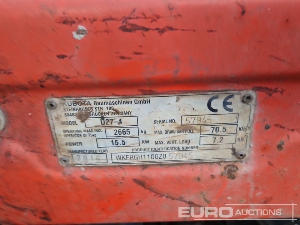 Mini excavator 2016 Kubota U27-4: picture 41