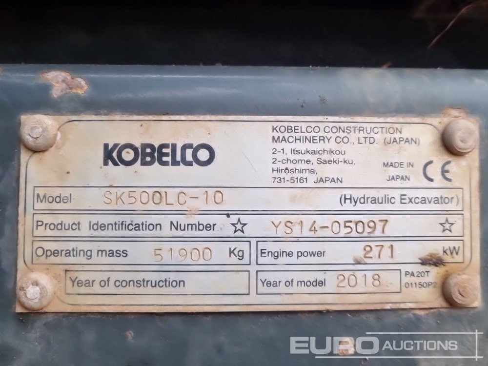 Crawler excavator 2018 Kobelco SK500LC-10: picture 47