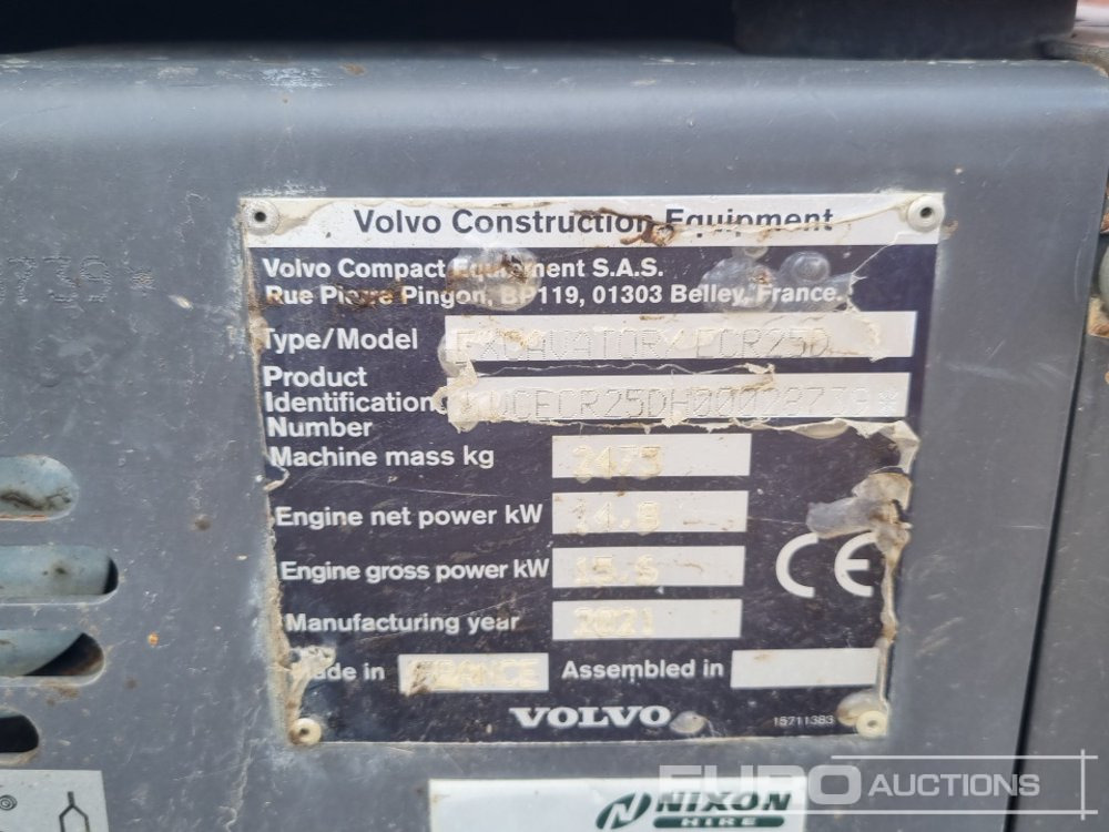 Mini excavator 2021 Volvo ECR25D: picture 34