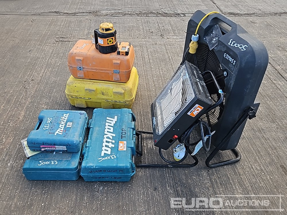 Laser Level (3 of), Makita 110Volt Heat Gun, Makita HR2470 240Volt Hammer Drill, Makita DJR186 Battery Reciprocating Saw, 110Volt Fan, 110Volt Space Heater - Construction heater: picture 2 Laser Level (3 of), Makita 110Volt Heat Gun, Makita HR2470 240Volt Hammer Drill, Makita DJR186 Battery Reciprocating Saw, 110Volt Fan, 110Volt Space Heater - Construction heater: picture 2
