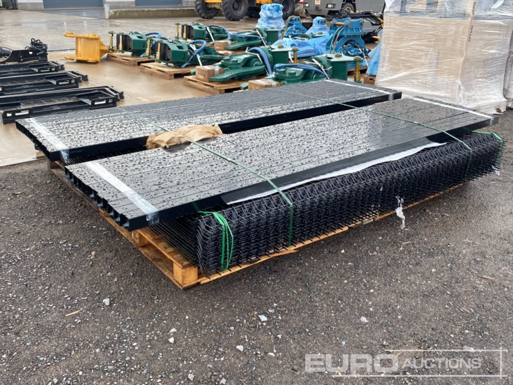 Unused Security Fencing, Black, 25 Panels 2.1m x 2,4m & 26 60mm x 60mm Posts, Fasteners And Fittings - Construction equipment: picture 1 Unused Security Fencing, Black, 25 Panels 2.1m x 2,4m & 26 60mm x 60mm Posts, Fasteners And Fittings - Construction equipment: picture 1