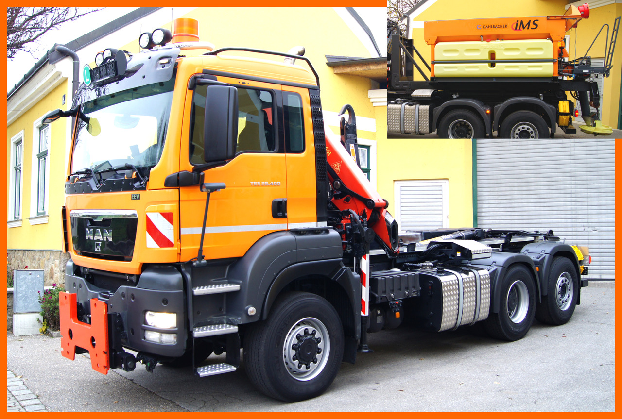 MAN TGS 28.400 BL 6x4-4/PK 12002 D/PALIFT/Winterdienst/Streuer/Pflug - Tipper, Crane truck: picture 1 MAN TGS 28.400 BL 6x4-4/PK 12002 D/PALIFT/Winterdienst/Streuer/Pflug - Tipper, Crane truck: picture 1