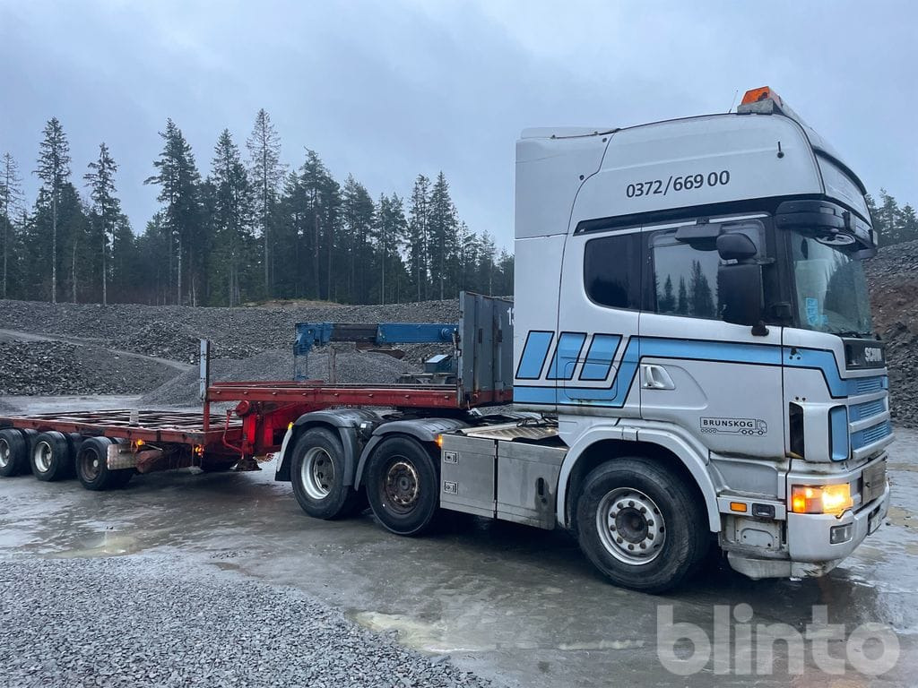 SCANIA R124LA6X2/4 NA med trailer - Tractor unit, Dropside/ Flatbed semi-trailer: picture 2 SCANIA R124LA6X2/4 NA med trailer - Tractor unit, Dropside/ Flatbed semi-trailer: picture 2