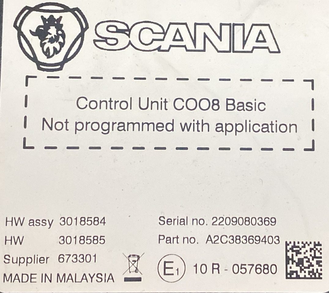 SCANIA CONTROL UNIT COO8 BASIC A2C38369403 - Spare parts: picture 3 SCANIA CONTROL UNIT COO8 BASIC A2C38369403 - Spare parts: picture 3